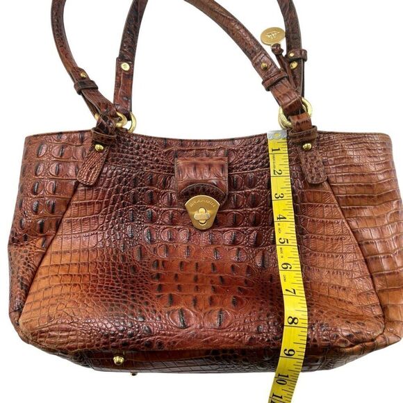 Brahmin Collette Pecan Melbourne Crocodile-Embossed Leather Shoulder Bag - Picture 8 of 16
